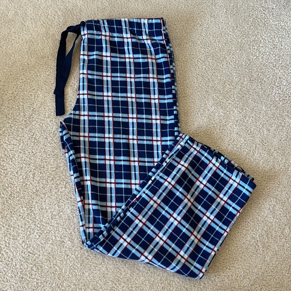 Super Comfy Mens Plaid Pull String Fleece Lounge Pants Size Large - Picture 2 of 8